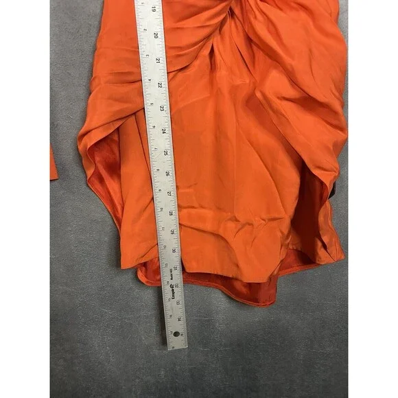 $660 GAUGE81 Mandarin Plunge Neck Cutout Dress Long Sleeve 100% Silk Women Small